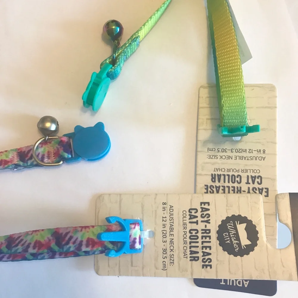 Whisker City 2 Easy Release Adult Cat Collars Adjustable Tie Dye & Green Ombré - Picture 6 of 12